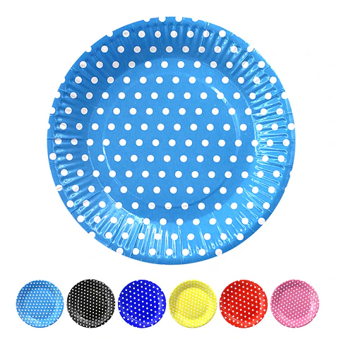 PLATOS POLKA REDONDO 10 UN SURTIDO (ROJO/NEGRO/AMA) => 1 paq. 10 Unidad/es