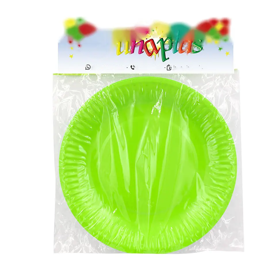 PLATO CARTON LISO VERDE LIMA  (10) => 1 paq. 10 Unidad/es 2