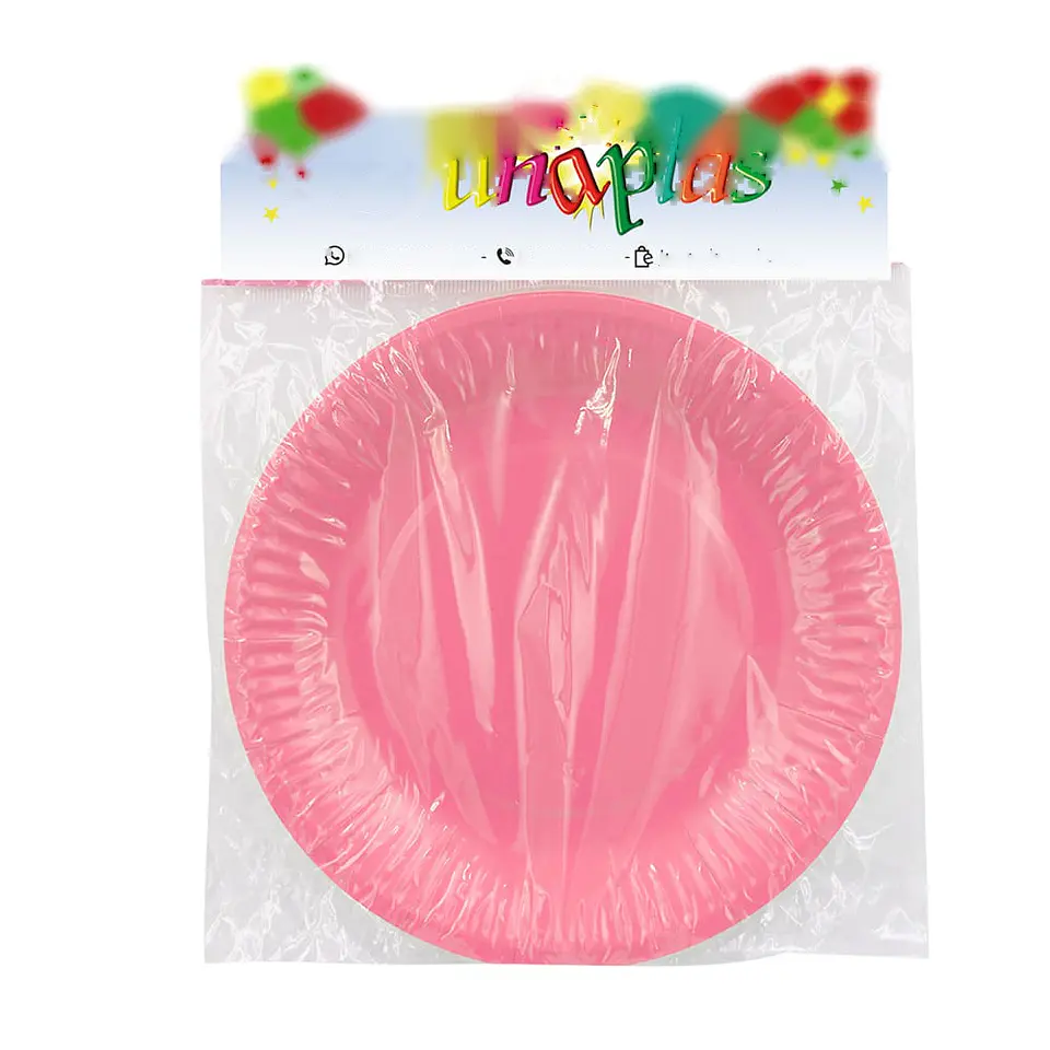 PLATO CARTON LISO ROSADO (10) => 1 paq.10 Unidad/es 2