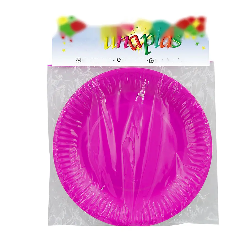 PLATO CARTON LISO FUCSIA (10) => 1 paq. 10 Unidad/es 2