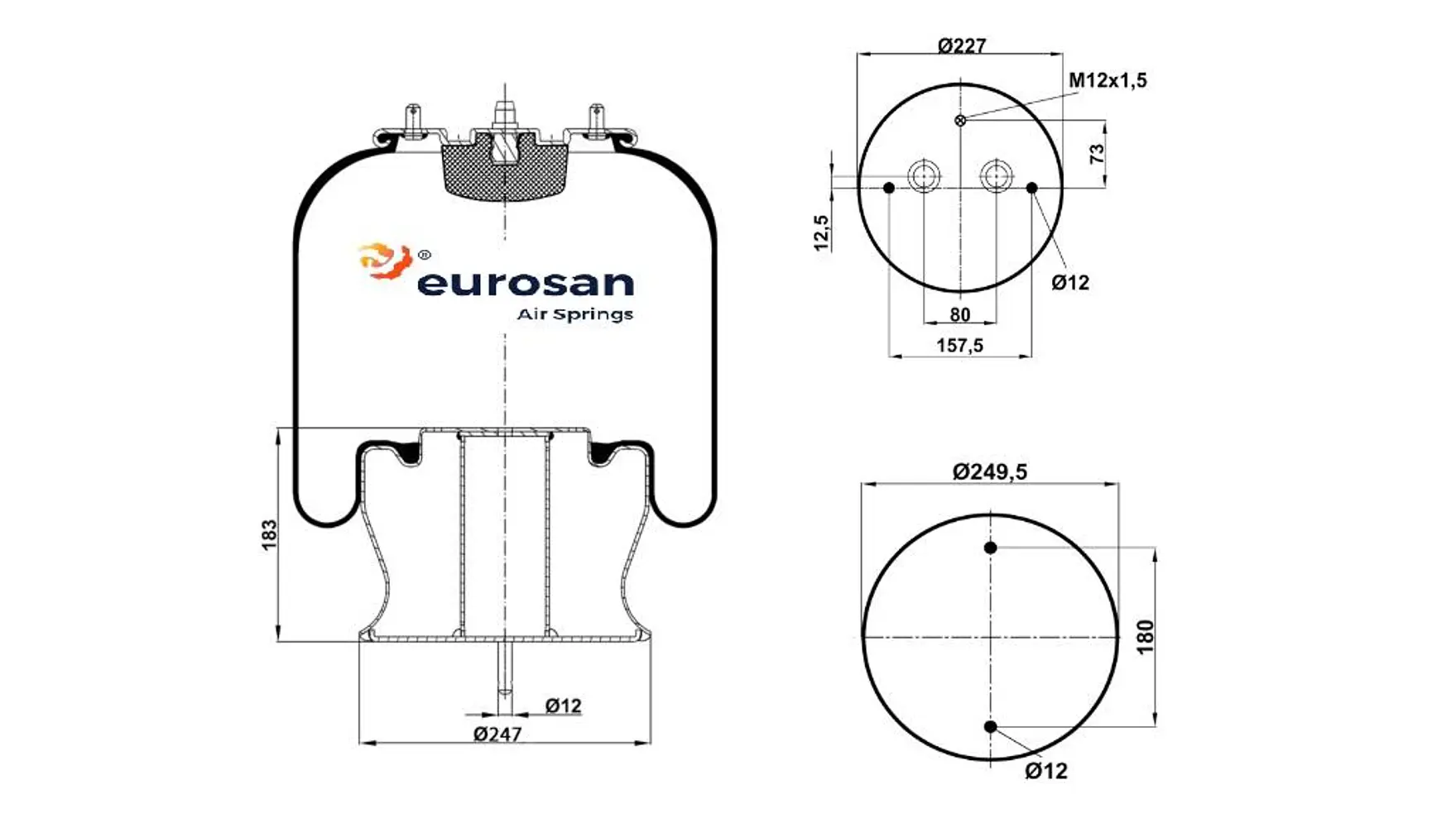 PULMON SUSPENSION DELANTERO SCANIA SERIE 4/5 1386200 (376200-C Eurosan) 2