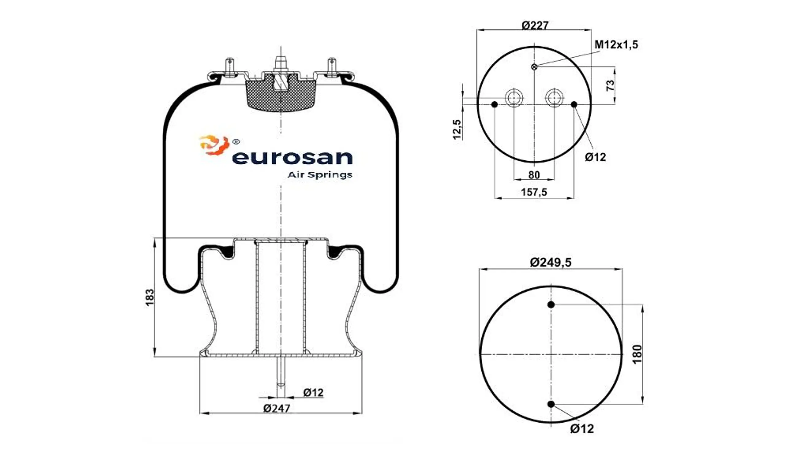 PULMON SUSPENSION DELANTERO SCANIA SERIE 4/5 1386200 (376200-C Eurosan) 2
