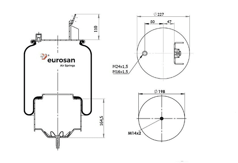 PULMON SUSPENSION VOLVO GRUESO/DELANTERO FM11-2-3-F (377803-C EUROSAN) 
