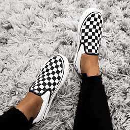 Zapatilla Checkers Blanco de Lona Cuadritos