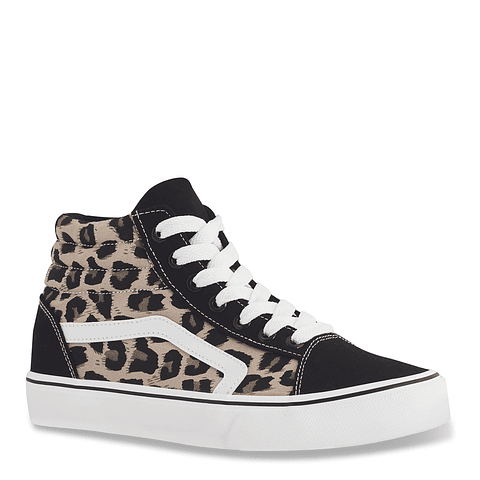 Zapatillas de Lona Vieja Eskuela Leopardo Animal Print Caña Alta