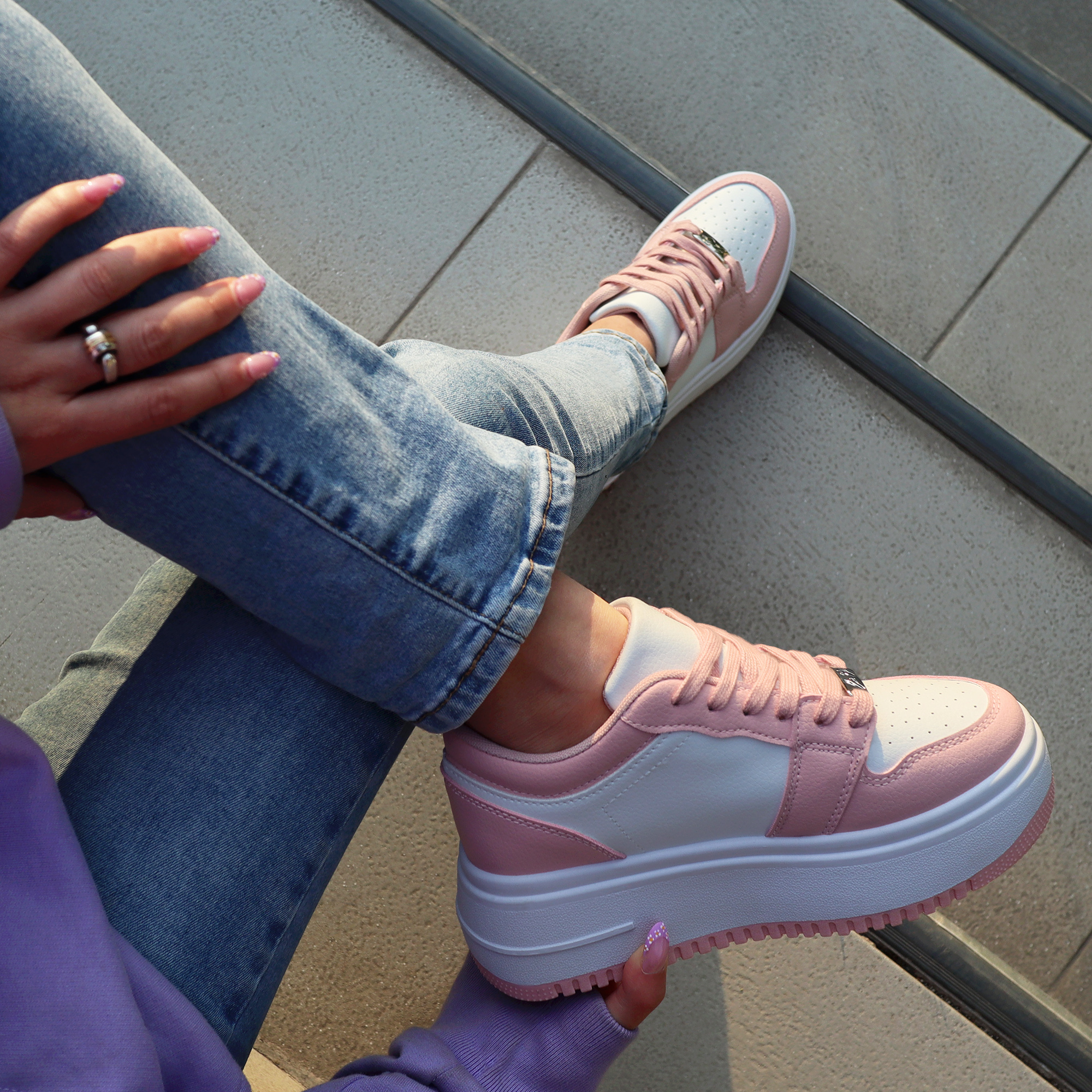 Zapatilla Plataforma Rosada Mujer 13162