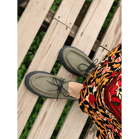 Zapato Cuero Navajo Moda Verde Musgo