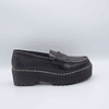 Mocasín 1037 de Cuero con Plataforma Moda Negro 