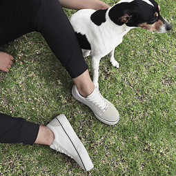 Zapatilla Vieja Eskuela Blanca con Plataforma