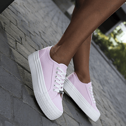 Zapatillas Maxy Clippers Rosa de Lona con Plataforma Moda Urbana