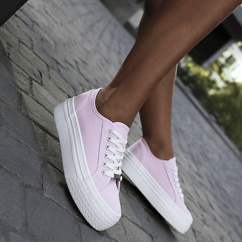 Zapatillas Maxy Clippers Rosa de Lona con Plataforma Moda Urbana