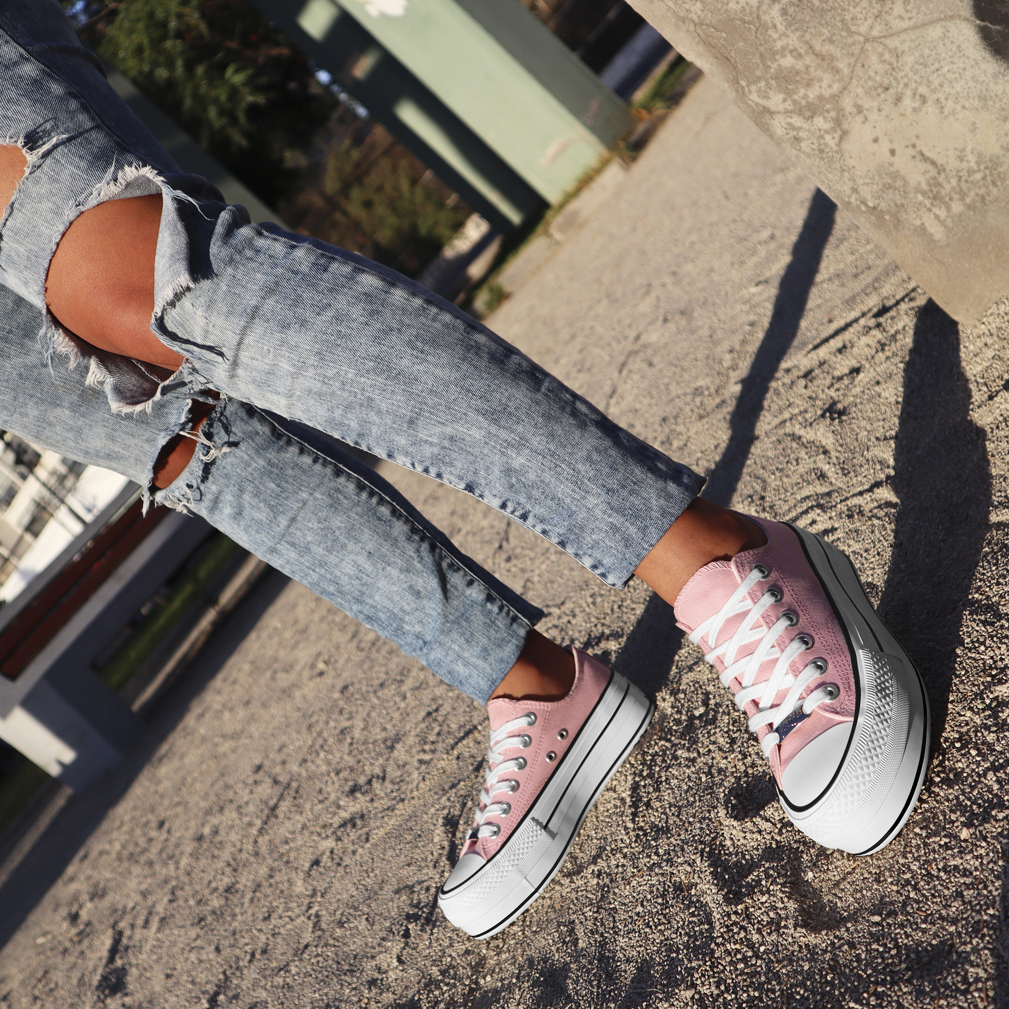 Zapatilla Mujer Con Plataforma Urbana De lona - Negro 7083