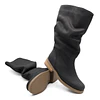 Bota Arrugada Negro Cuero
