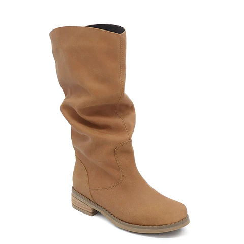 Bota Arrugada Camel Cuero