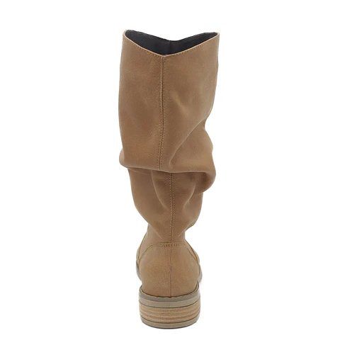 Bota Arrugada Camel Cuero