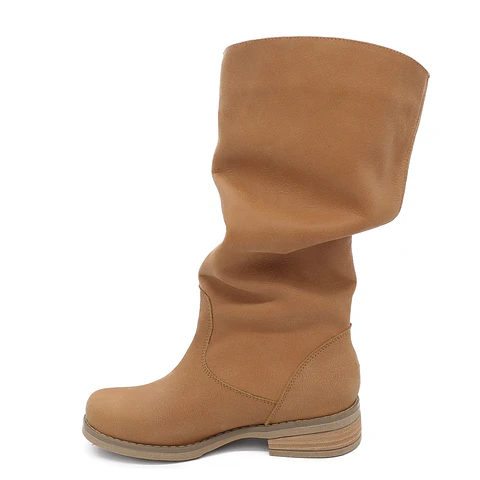 Bota Arrugada Camel Cuero