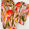 Flores rojo y amarillo - manga corta y pantalón (rayón)