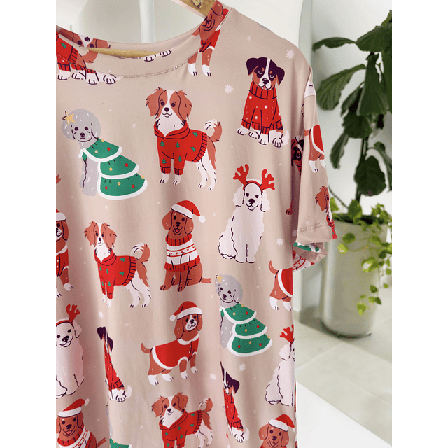 Perritos navidad - manga corta y pantalón (Peach)