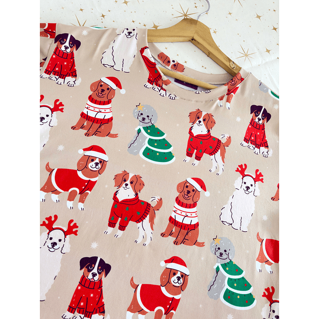 Perritos navidad - manga corta y pantalón (Peach)