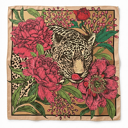 Pañoleta jaguar y peonías  