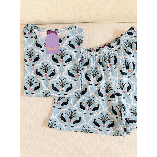 Aves negras (peach) - manga corta y short