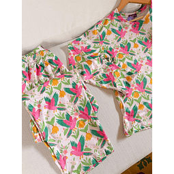 Loros fucsia (peach) - manga larga y pantalón