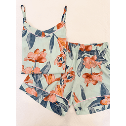 Flores curuba sobre menta - Tiras y short (rayón)