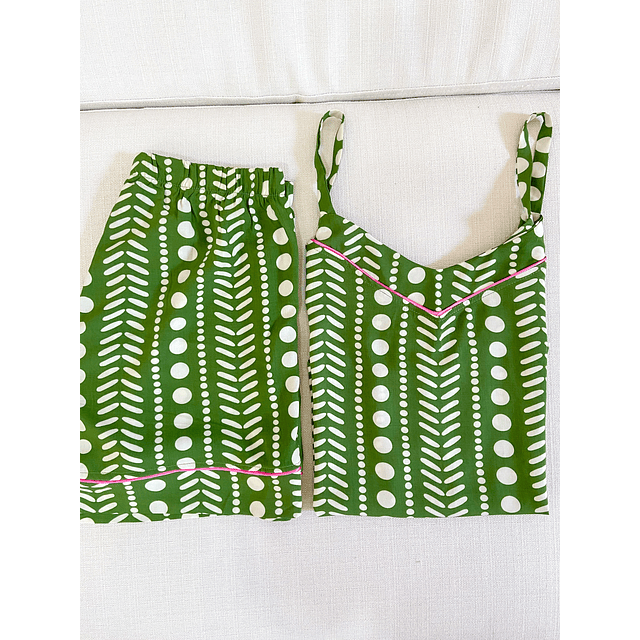 Étnico verde - Tiras y short (rayón)