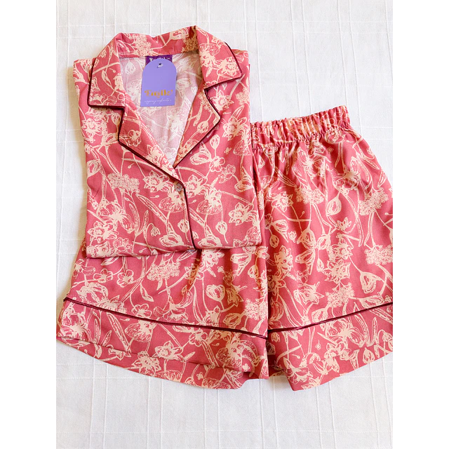 Rosa terracota - manga corta y short (rayón)