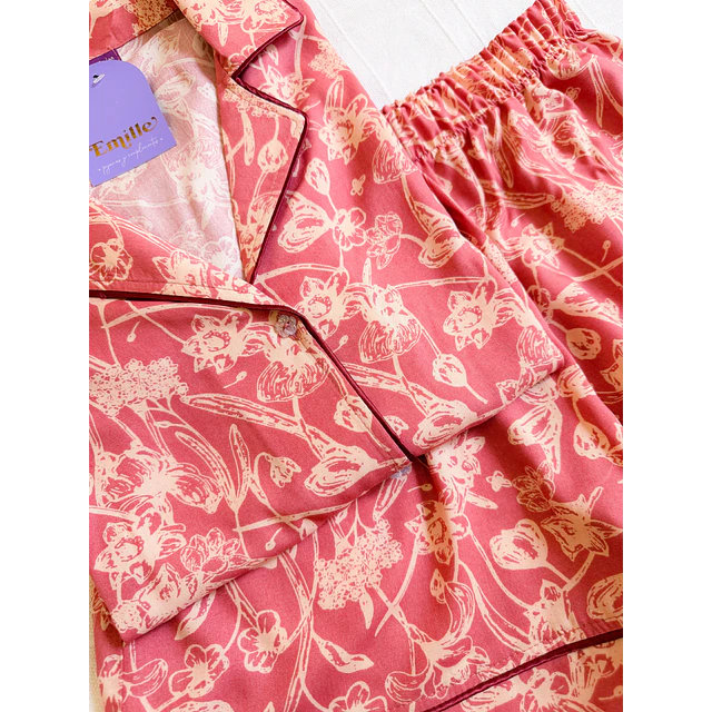 Rosa terracota - manga corta y pantalón (rayón)