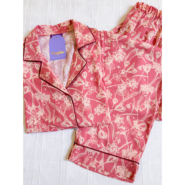 Rosa terracota - manga corta y pantalón (rayón)