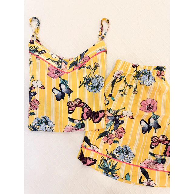 Jardín rayas amarillas - tiras y short (rayón)