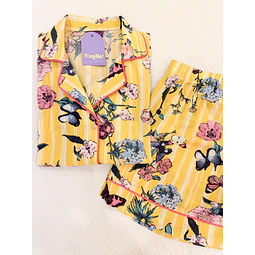 Jardín rayas amarillas - manga corta y short (rayón)