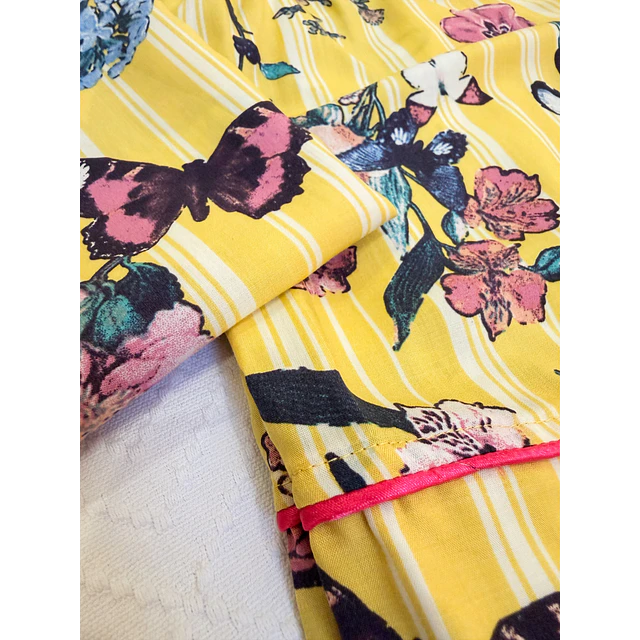 Jardín rayas amarillas - manga corta y short (rayón)