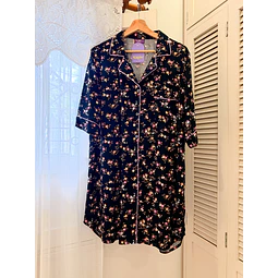 Rositas sobre negro - vestido (rayón)