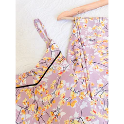 Florecitas rosa vieja - tiras y pantalón (rayón)