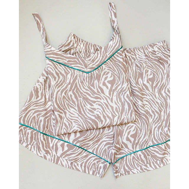 Beige zebra print - Tiras y short (Rayón)- COPIAR