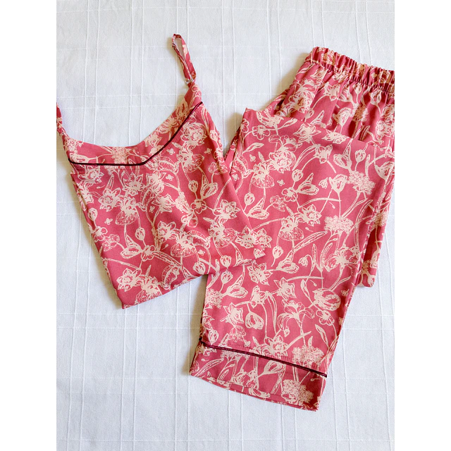 Rosa terracota - tiras y pantalón (rayón)