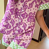 Arabescos magenta combinados - manga corta y short (seda)