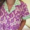 Arabescos magenta combinados - manga corta y pantalón (seda)