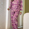 Arabescos magenta combinados - manga larga y pantalón (seda)