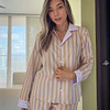 Rayas mantequilla combinadas - manga larga y pantalón (seda)