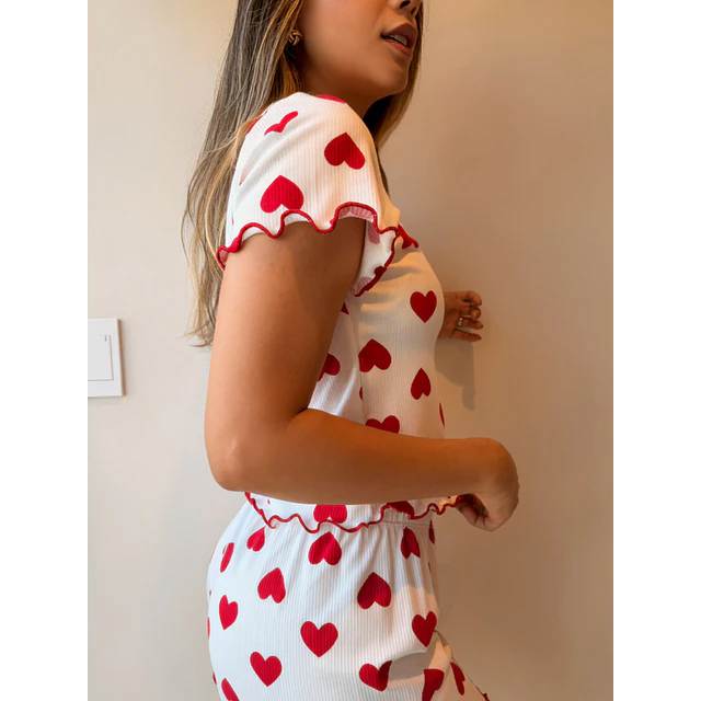 Corazones- manga corta y short (Rib)