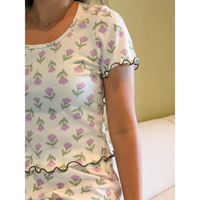 Florecitas - manga corta y short (Rib)