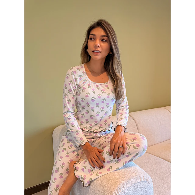 Florecitas - manga larga y pantalón (Rib)