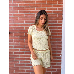 Florecitas mantequilla - manga corta y short (Rib)