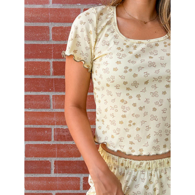 Florecitas mantequilla - manga corta y short (Rib)