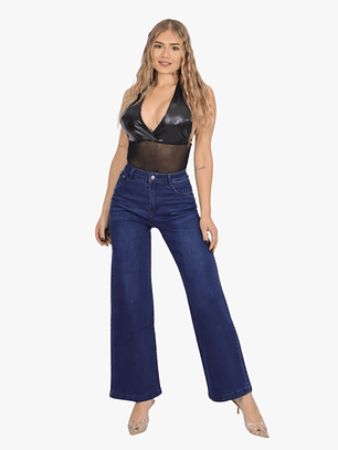 Jeans Mujer Palazzo Full Elasticado Tiro Alto