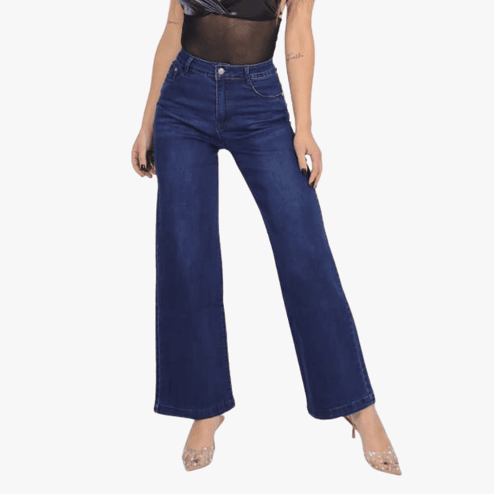 Jeans Mujer Palazzo Full Elasticado Tiro Alto 2