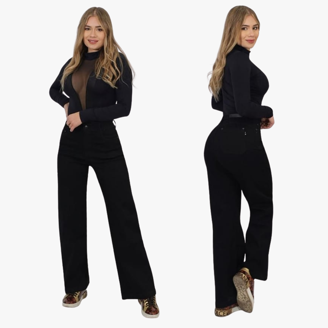 Jeans Mujer Palazzo Full Elasticado Tiro Alto 6